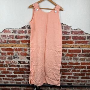 Vintage Elizabeths Closet Dress One Size Peach Pink Linen Sleeveless Midi USA